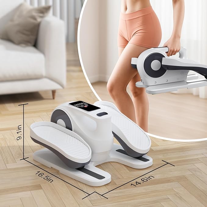 Under Desk Elliptical Machine, Electric Ellipse Leg Exerciser as Seen on TV for Seniors, Seated Pedal Exerciser with Remote Control & 12 Adjustable Speed for Home Office