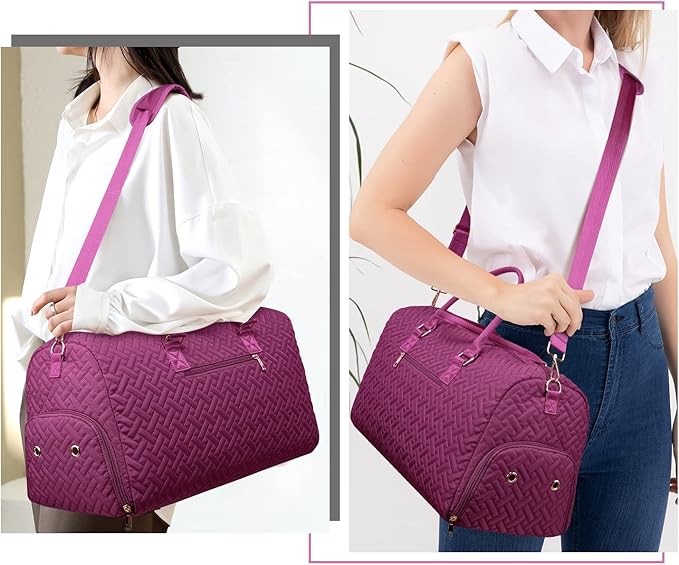 Duffle Bag for Travel, Weekender Bag with Shoe Compartment, Carry On Overnight Bag for Women with Toiletry Bag, Gym Bag with Wet Pocket, Hospital Bags for Labor and Delivery Beige