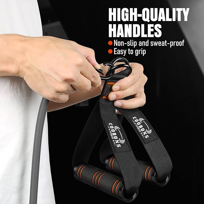 Resistance Bands with Handles, 175lb Exercise Bands for Working Out, Fitness Bands, Workout Bands with Door Anchor and Ankle Straps, Physical Therapy, Yoga, Strength Training Home Gym Equipment