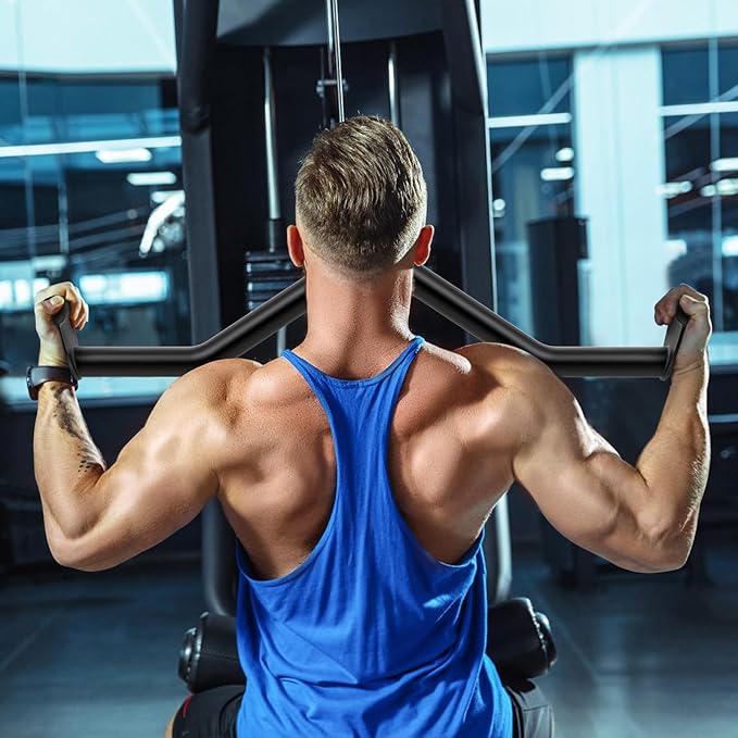 Kipika LAT Pull Down Bars Cable Machine Attachment, Rowing T-bar V-bar Set, Back Strength Training Handle Grips for Cable Machine Rowing Machine, 12" 20" 24" 28" 32" Five Sizes