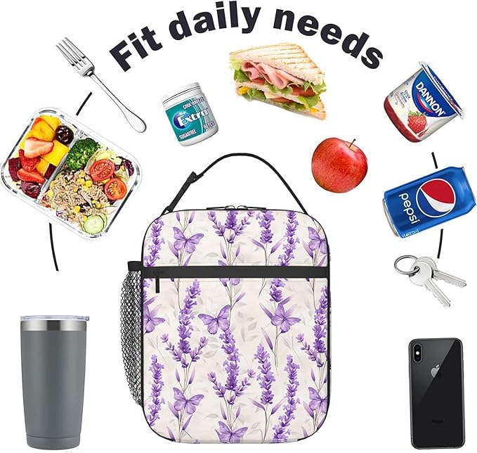 Colorful Cartoon Cat Insulated Lunch Box, Reusable Thermal Lunchbox with Cute and Playful Kitten, Portable Handbags for Office, Beach, Camping, Road Trip, Hiking, Gifts for Pet Lovers