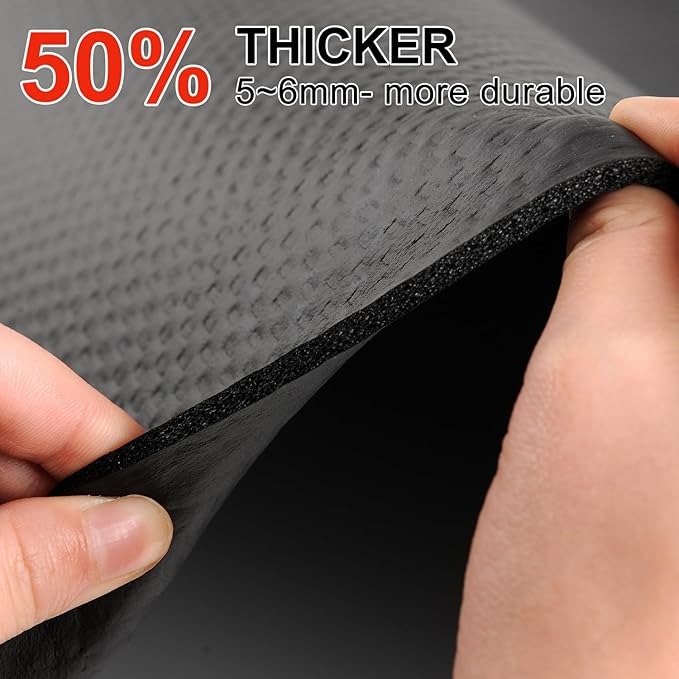 Bike Mat, Exercise Mat for Carpet & Hardwood Floors, Cushioned, Black