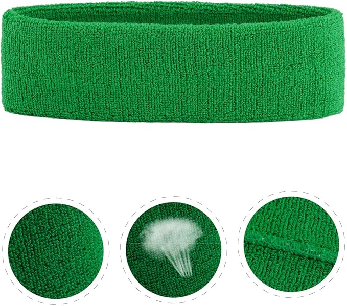 ONUPGO Sweatband Headbands for Men & Women -12PCS Sports Headbands Moisture Wicking Athletic Cotton Terry Cloth Headband for Tennis,Basketball,Football,Gym,Working Out
