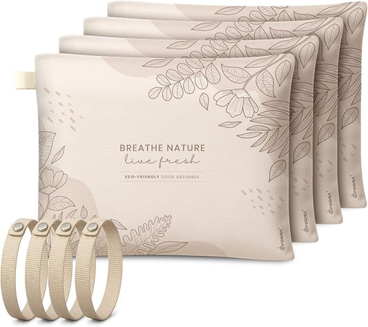 Roonin Charcoal Bags Odor Absorber - Activated Charcoal Bags For Cars - Bamboo Charcoal Air Purifying Bag - Odor Absorber For Home And Car (4-pack/200g)