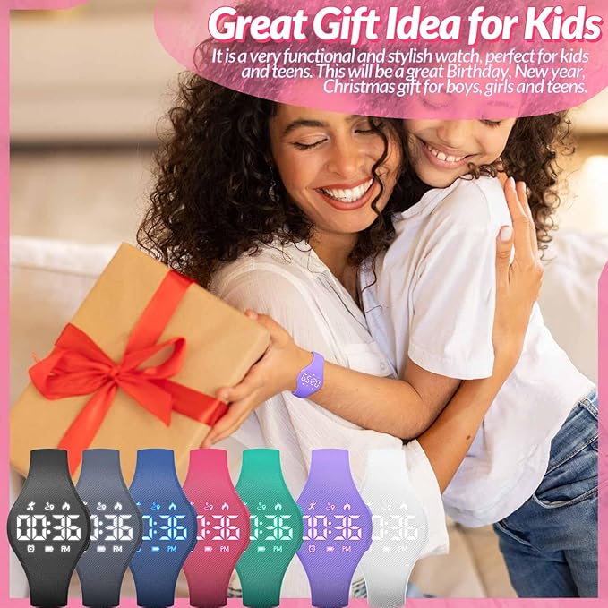 Kids Led Fitness Tracker Watch for Boys Girls, No App, Digital Sport Wristwatch, Waterproof, with Pedometer Alarm Clock, for Teens Children Students Ages 5-16 (red)
