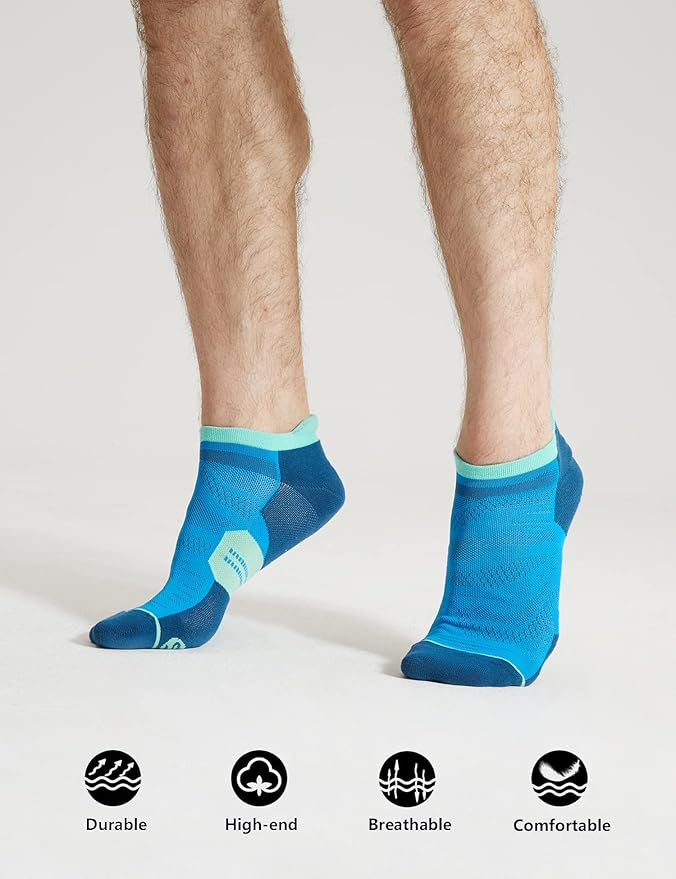 CS CELERSPORT 6 Pack Men's Running Ankle Socks with Cushion, Low Cut Athletic Tab Socks