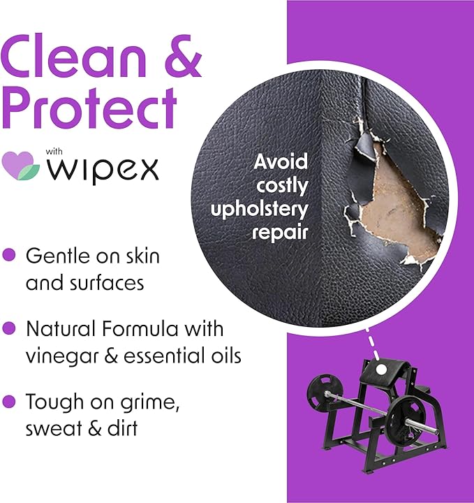 Wipex Gym Wipes – Natural Fitness Equipment Wipes, Plant-Based Cloth - Lavender & Vinegar Wipes Clean Surfaces, Safe Yoga Mat Cleaner Wipes, All Purpose Gym Cleaner, Peloton Wipes, 400 Count (2 Pk)