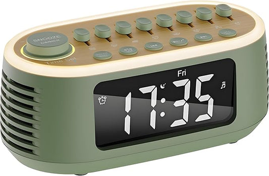 White Noise Machine Bluetooth Speaker, Digital Alarm Clock Sleep Timer with LED Display RGB Night Light, Soothing Natural Sleeping Sound Machine for Baby, Kids, Adults, Bedrooms (Green)