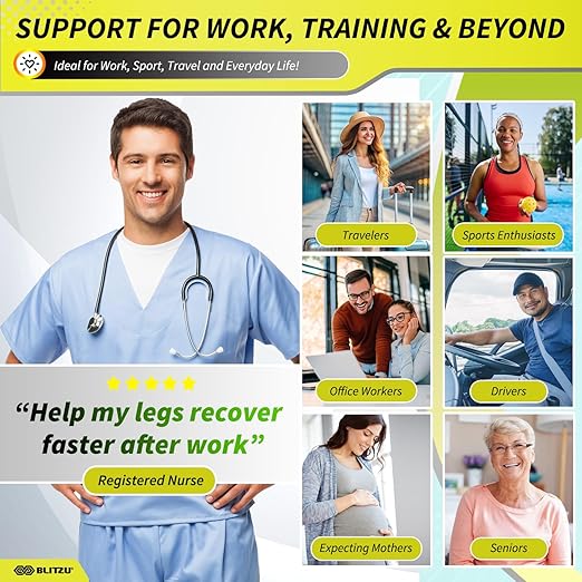 BLITZU 3 Pairs Calf Compression Sleeves for Men and Women. Footless Compression Socks & Leg Support for Running, Travel, Nursing, Fitness. Shin Splints Pain Relief & Reduce Swelling Black 3XL