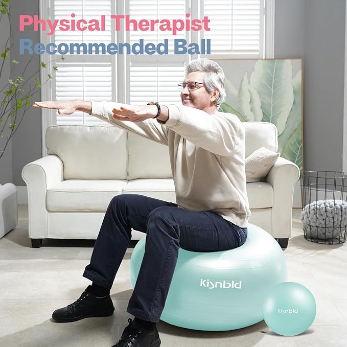 Exercise Ball, Extra Thick Yoga Ball for Workout Pregnancy Stability, 4 Sizes Anti-Burst Balance Ball with Foot Pump - Heavy Duty Fitness Ball Chair for Office, Home & Gym