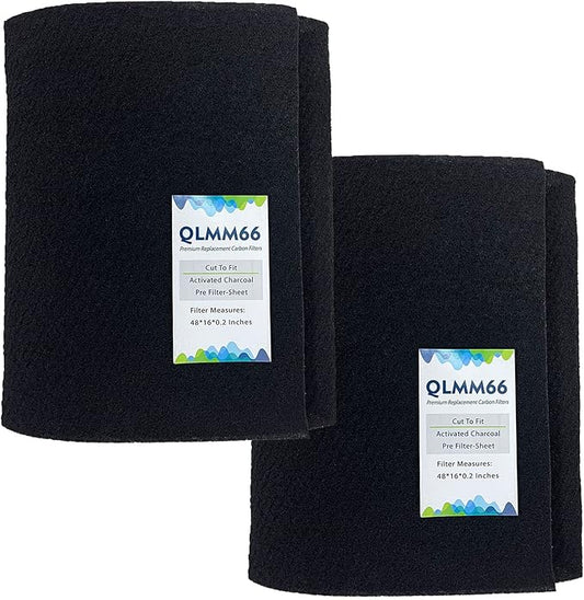 Carbon Fabric Filter - 16" x 48" x 0.2" (2 Pack) Activated Charcoal Hepa AC Vent Filter Replacement