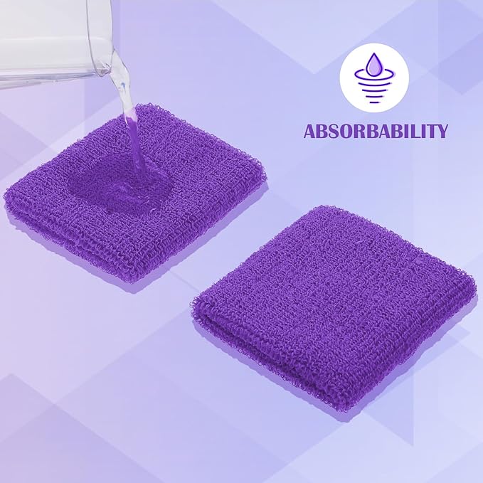 24 Pieces 80s Neon Sweatbands Set, Include 8 Sports Headbands and 16 Sweat Wristbands Elastic Athletic Tennis Sweat Bands Bulk for Man Woman