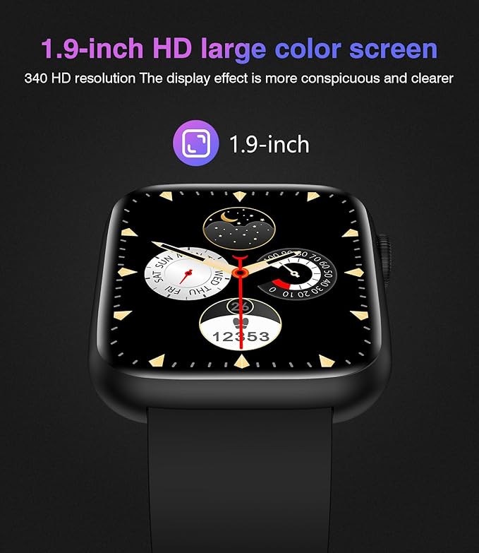 Smart Watch for Men Women with Bluetooth Call,1.9'' HD Full Touch Screen Fitness Watch, 24/7 Heart Rate Monitor, Blood Pressure/SpO2/Sleep Tracker, Waterproof Smartwatch , Compatible Android and iOS