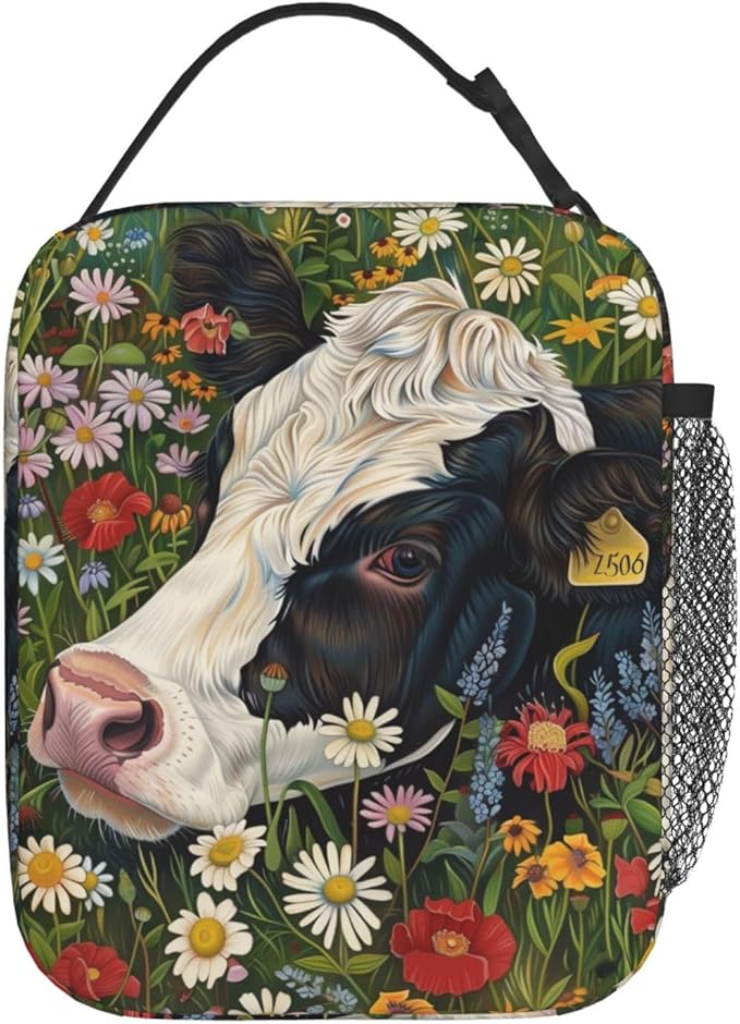 Cow Lunch Box for Women Men, Insulated Lunch Box Reusable Portable Lunch Bag Cooler Tote Waterproof Lunch Container for Office Picnic Work Travel