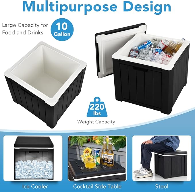 GYMAX Camping Cooler, Insulated 40 Qt Heavy Duty Ice Chest with Built-in Handles and Detachable Lid, Keeps Ice for 24H, Multifunctional for Beach, Picnic, Camping Outdoors