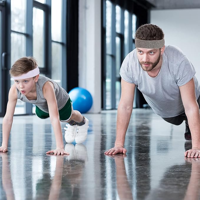 Bememo 12 Pcs Sweatbands Sport Headbands for Men & Women Basketball Headband Sport Competitions Sweat Headbands Running Terry Cloth Moisture Wicking for Yoga,Tennis,Gym,Exercise