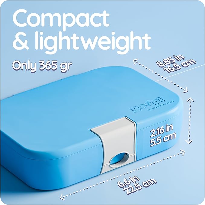 YOOPI Bento Box for Kids, Leak-Proof, BPA-Free School Bento Lunch Box Containers with Compartments. Online Healthy Meal Planning, Durable, Easy-Clean, Eco-Friendly Lunchbox for Boys (Sky Blue)