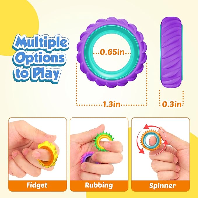 Fidget Toys Party Favors for Kids: 50 Pack Spinner Rings Bulk - Treasure Box Stress Toys for Teacher Classroom Prizes - Fun Goodie Bags Stuffers for Birthday Party Gifts Boys Girls