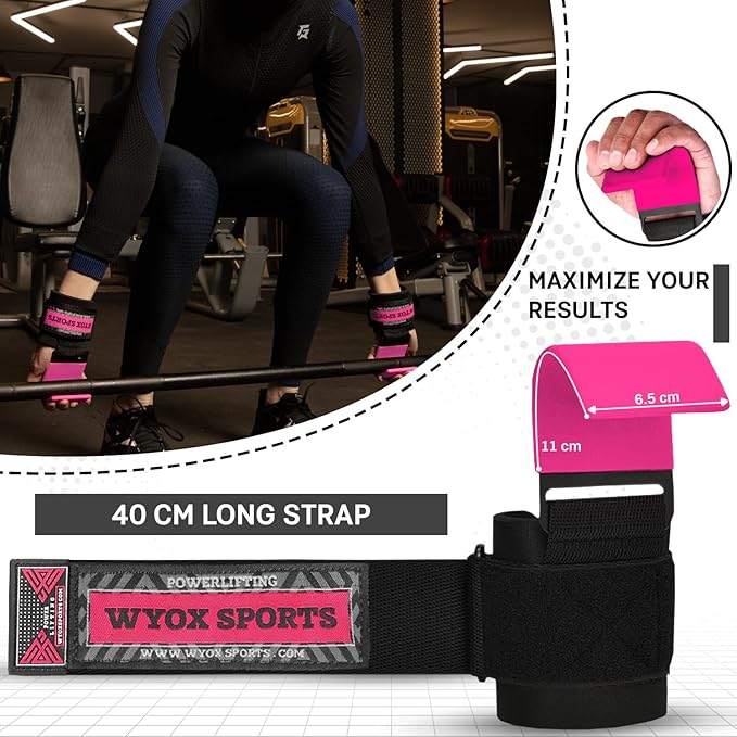 WYOX Weight Lifting Hooks for Men & Women (Pair) – Heavy Duty Wrist Support Straps with Hooks for Deadlifts, Pull Ups, Shrugs – Gym Lifting Straps with Grip Assist for Weightlifting & Strength Training