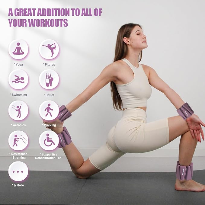 Ankle Weights Set of 2 (1 lb/2 lb/3 lb Each) Adjustable Wrist Weights for Women Men Wearable Arm Leg Weight for Pilates, Running, Walking, Workout, Yoga