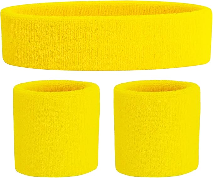 80s Sweatbands Neon Sweatbands Set Includes Pink, Blue, Yellow and Green Headband and Wristbands, Sweat Bands Headbands for Women with Matching Wristbands, Sweat bands for Women for Halloween Costumes