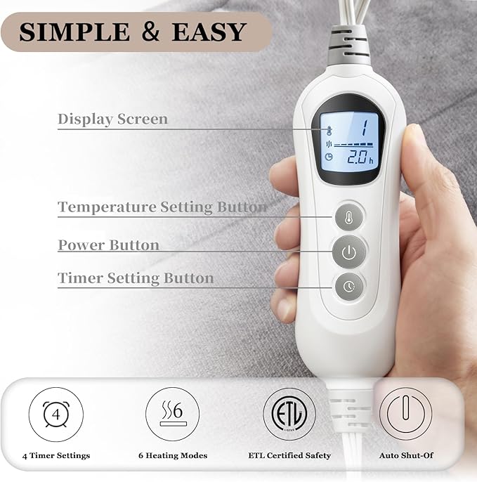 Heating Pad for Neck Shoulder and Back, Birthday Gifts for Women Mom Men Dad Elderly, Deeper Pain Relief and Fast Heating Large Weighted Heat Wrap, FSA Eligible Items Only List, ETL Certified, Gray