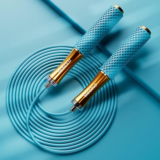 5mm PVC Jump Rope For Men Women - Dual Ball Bearing -Metal Handle Core Covered Rubber Grip- Adjustable 10ft long Skipping Rope - Good For Workout Fitness Weight loss