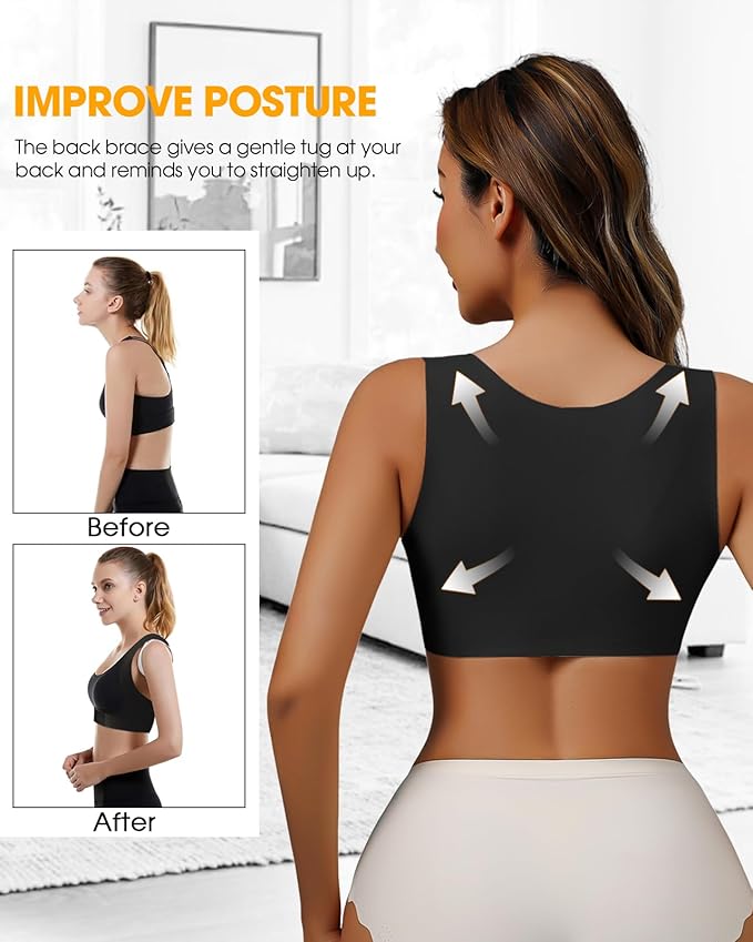 Front Closure Chest Brace Up for Women Lightweight Posture Corrector Sleeveless Slimming Back Brace Support Shaper