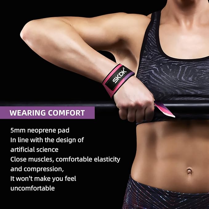 SKDK Cotton Hard Pull Wrist Lifting Straps Grips Band-Deadlift Straps with Neoprene Cushioned Wrist Padded and Anti-Skid Silicone - for Weightlifting, Bodybuilding, Xfit, Strength Training