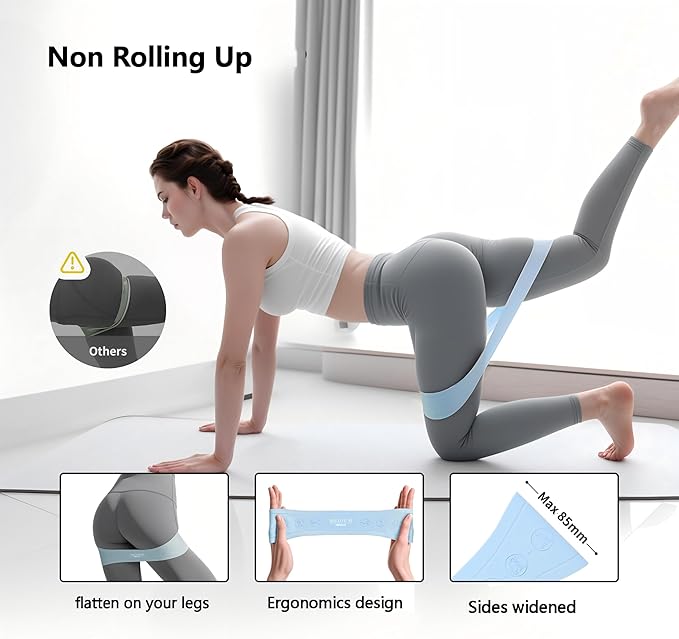 PROIRON Silicone Resistance Bands for Legs Booty Non Slip, Non-Rolling-Up Loop Bands for Exercise, Skin-Friendly Mini Bands with Postures, Resistance Loop for Women Yoga, Pilates Workouts, Set of 3