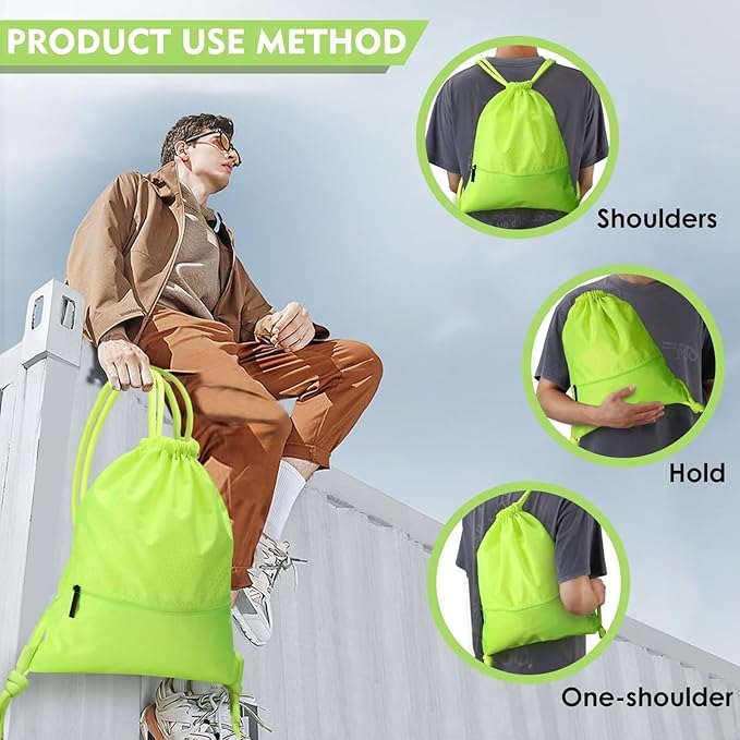 GAENMESH Drawstring Backpack Bag for Sports Lightweight Foldable Gym Bag with Sturdy Draw Cord Shoulder Strap Hiking Travel Camping