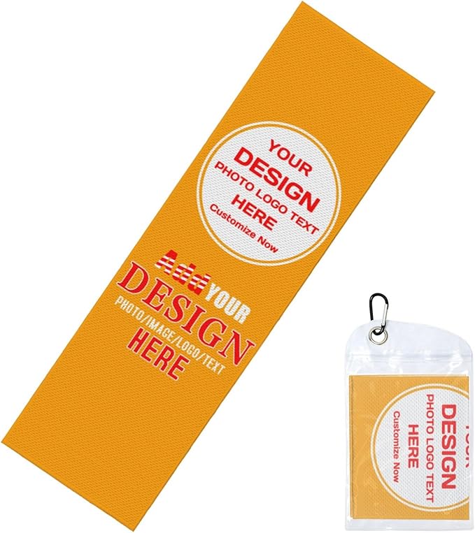 Custom 1-200 Pack Cooling Towel 40"x12", Design Your Team Logo Photo Ice Towel Personalized Soft Breathable Sport Towel Customized Workout Sweat Towel for Yoga Gym Activities (Orange)