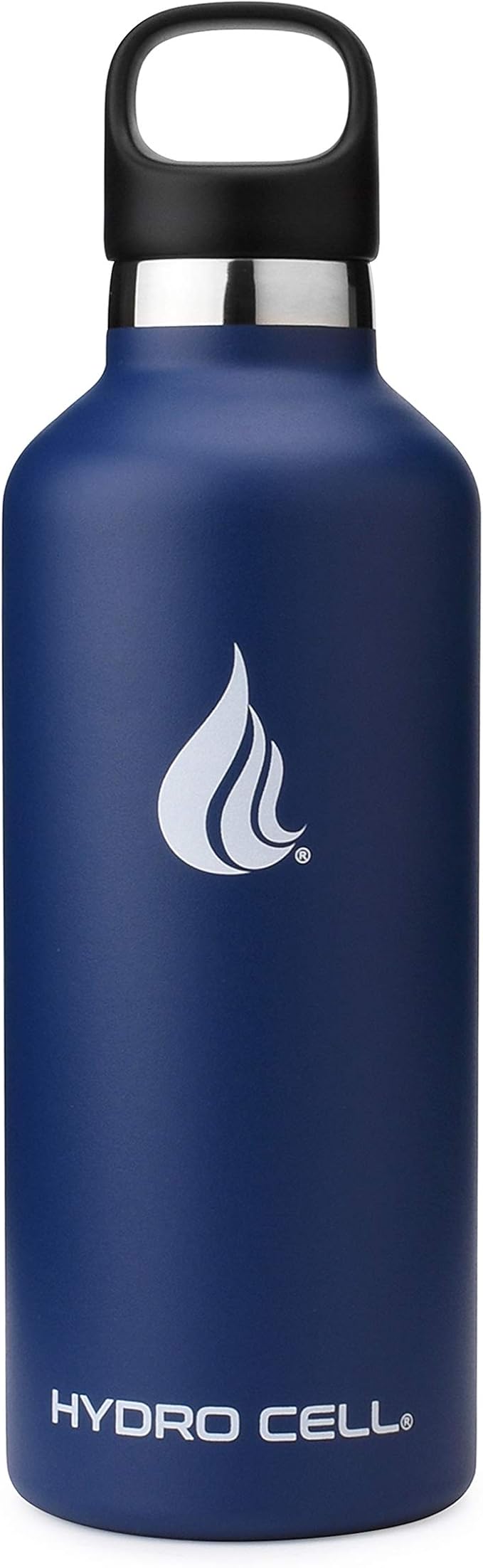 HYDRO CELL Stainless Steel Water Bottle with Straw & 2 Standard Mouth Lids (32oz 24oz 20oz 16oz) Keeps Liquids Hot or Cold w/Double Wall Vacuum Insulated Leak Proof Sport Design (Navy 32oz)