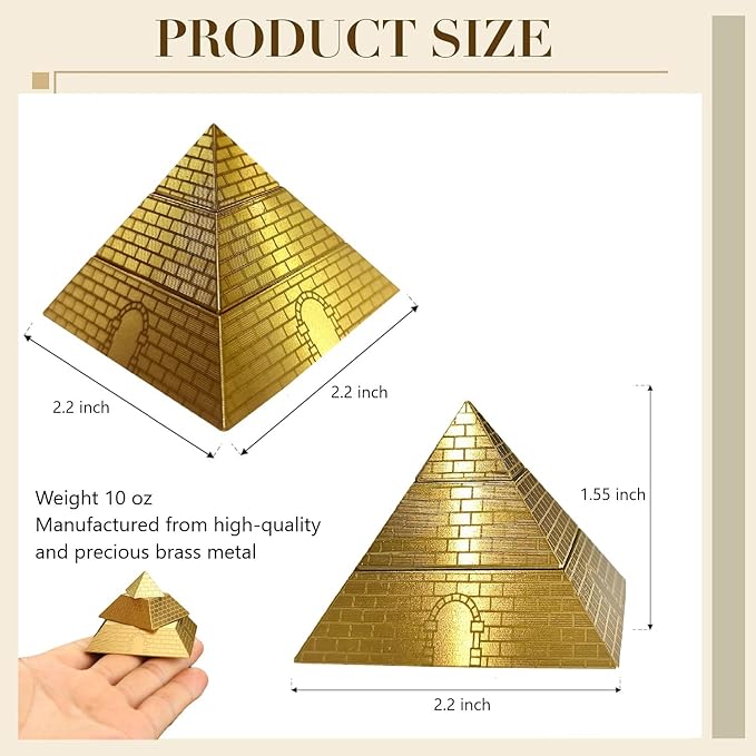 NBZOSENG® Rotating Pyramid Fidget Toy, Solid Brass Metal Desk Decor for Office & Home, Stress Relief & Anxiety Relief Gadget for Adults, Cool Focus Tool for ADHD Autism (Gold Luxury Executive Gift)