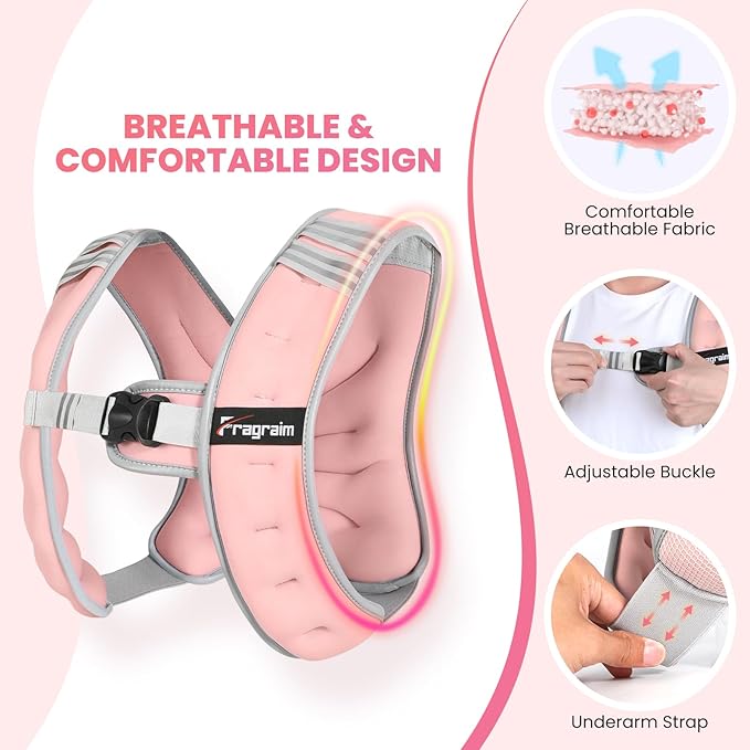 Fragraim Weighted Vest for Women Men - 8lb/10lb/12lb/16lb/22lb/25lb/30lb Weight Vest with Reflective Stripe, Detachable Phone Pouch, Ideal for Walking, Strength Training, Running, Workout, Cardio