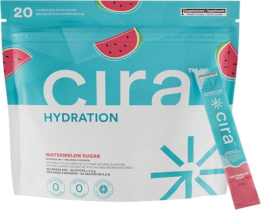 Cira Hydration Stick Packs - Electrolyte Powder & Drink Mix for On-The-Go Dehydration Relief & Recovery - Watermelon Sugar, 20 Servings