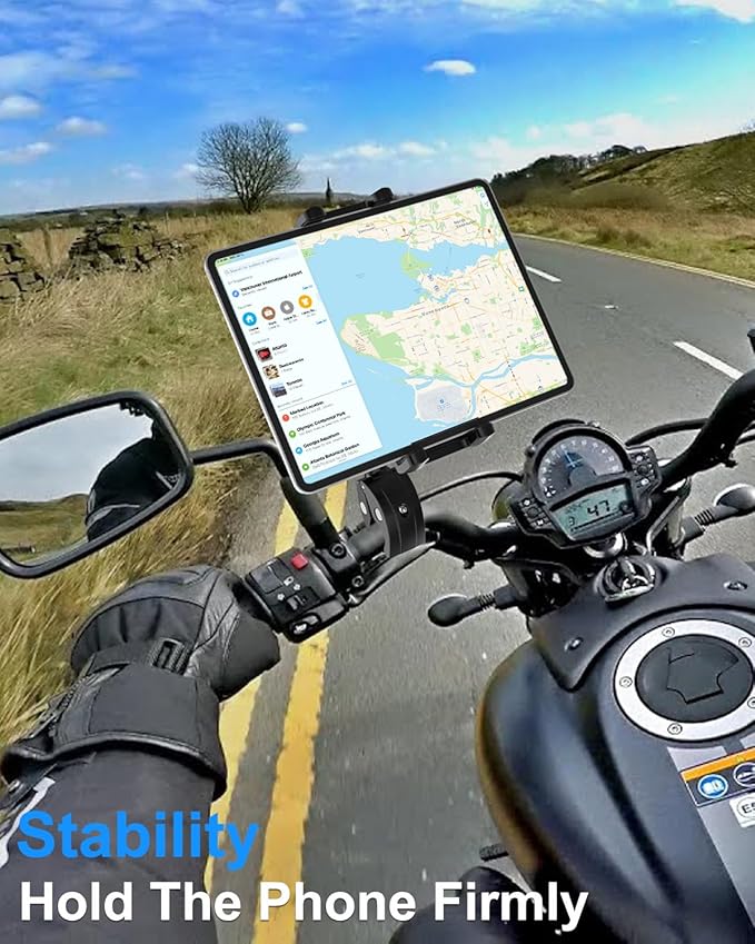 Gooseneck Tablet Holder for Bike, Motorcycle, Wheelchair, Treadmill, Exercise Bicycle, Scooter, Stroller, Handlebar Tablet Mount for iPad Pro, Air, Mini, Galaxy Tabs, 4.7-12.9" Tablet & Phone