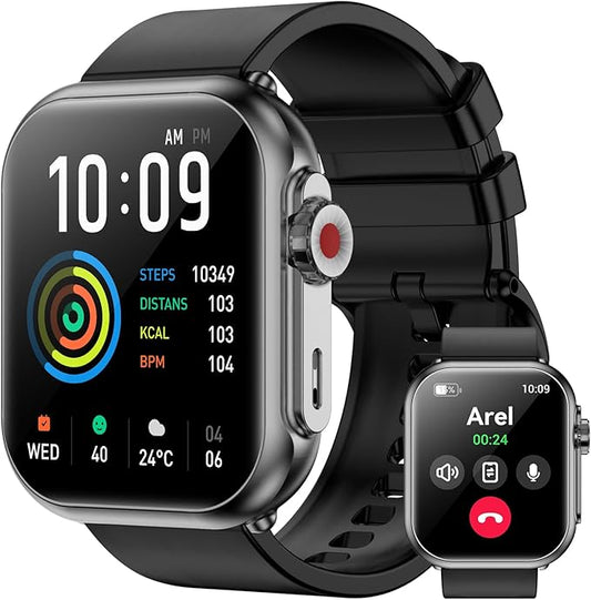 Smart Watch for Men Women, 1000mAh Battery 100-Day Standby Time, 1.85" HD Screen Fitness Tracker, 110+ Sport Modes, IP68 Waterproof, Heart Rate/Sleep Monitor, Fitness Watch for Android/iPhone(Black)