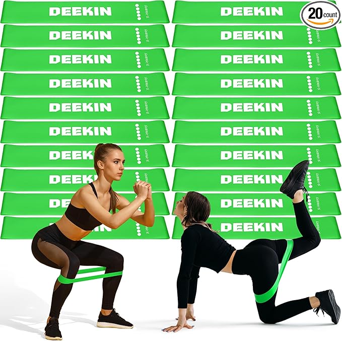 Deekin 20 Pcs Resistance Bands Resistance Loop Exercise Bands Exercise Equipment Elastic Drap Ring for Women and Men Home Fitness, Gym, Yoga