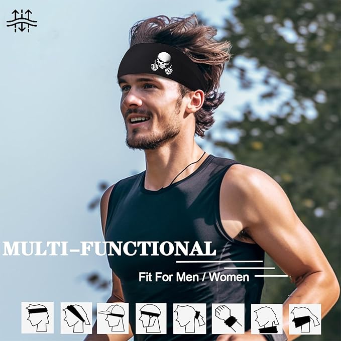 3pcs Sweat Bands Headbands Men Sport Headbands for Men Sweatbands Workout Headbands Women Cooling Skull Running Head Sweat Bands