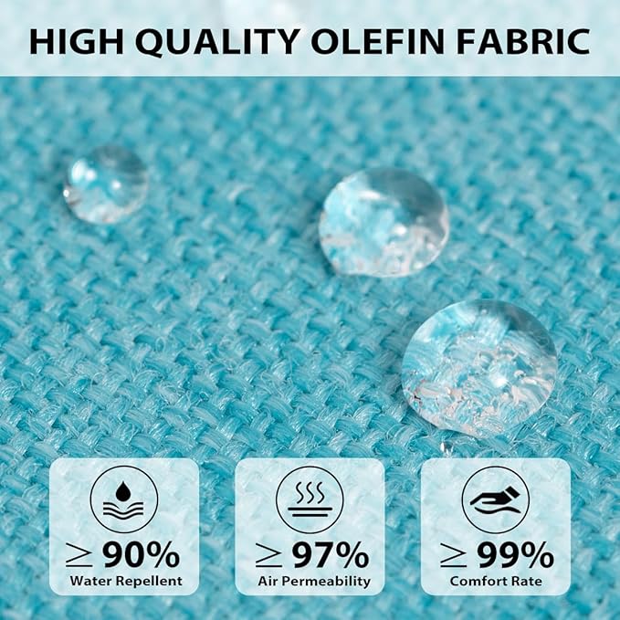 Sundale Outdoor Olefin Bench Cushion， Water-Resistant Patio Couch Cushion, Loveseat Sofa Pad with Straps Teal, 48 x 18 x 4 Inches