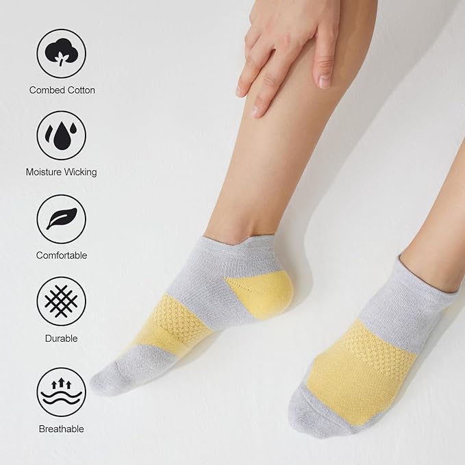 CS CELERSPORT 5 Pairs Women's Ankle Running Socks Cushioned Athletic Sport Socks with Tab