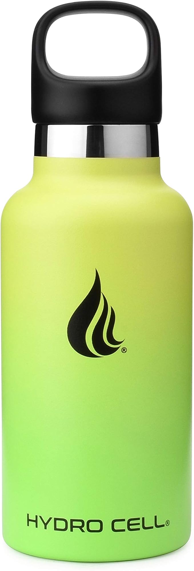 HYDRO CELL Stainless Steel Water Bottle with Straw & 2 Standard Mouth Lids (32oz 24oz 20oz 16oz) Keeps Liquids Hot or Cold w/Double Wall Vacuum Insulated Leak Proof Sport Design (Neon/Neon 16oz)