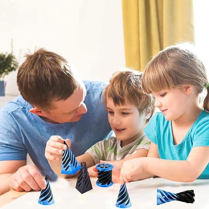 6Pcs Spiral Cone Fidget Toy,Impossible Cone Impossible Pyramid Passthrough Toy,3D Printed Spiral Cone Fidget Toy,Mini Vortex Thread Illusion Desktop Deco Souvenir Gift for Anxiety Relaxing