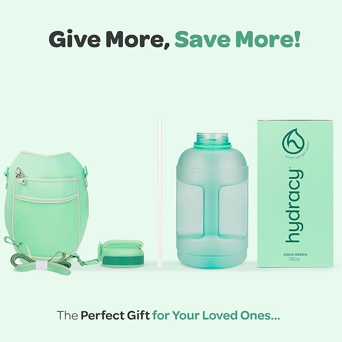 Hydracy Water Bottle with Time Marker -Large BPA Free Water Bottle & No Sweat Sleeve -Leak Proof Gym Bottle with Fruit Infuser Strainer & Times to Drink -Ideal for Fitness Sports & Outdoors