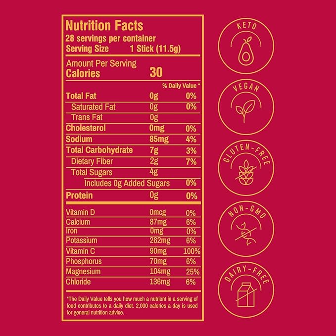 FlavCity Fruit Punch Electrolytes Powder Packets - 28 Hydration Packets - No Added Sugar - Hydration Powder with Real Fruit & Unrefined Sea Salt - Keto & Gluten-Free (28 Stick Packs)