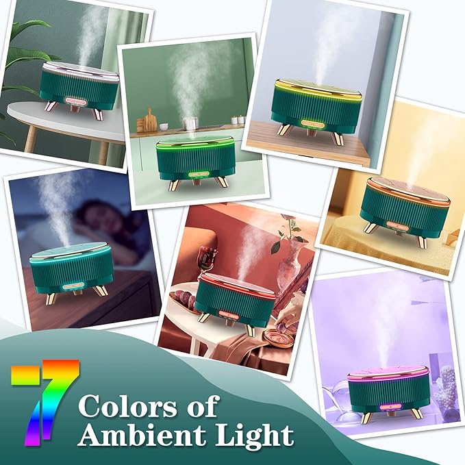 Diffusers for Essential Oils Humidifiers 500ML, Essential Oils Large Room Aromatherapy Diffuser,7 Colors Lights 3 Mist Modes with R/C for Home Office