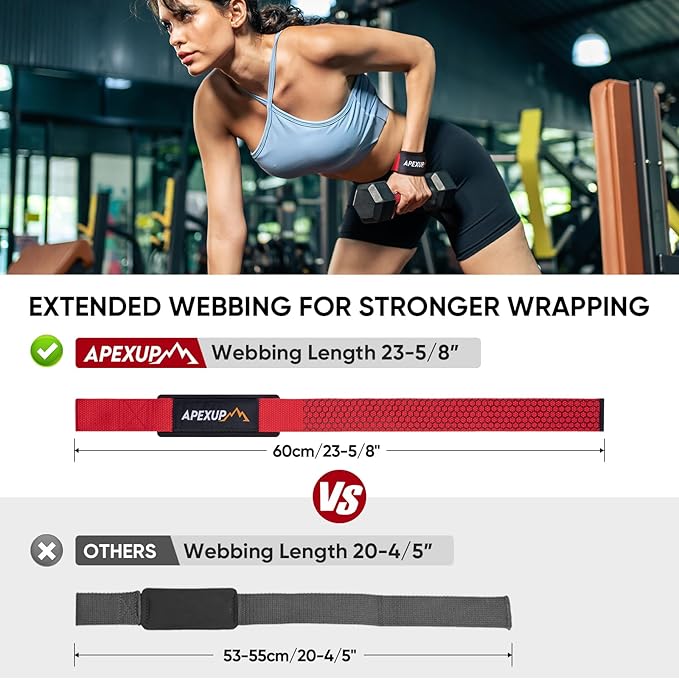APEXUP Weight Lifting Straps for Weightlifting, Lifting Wrist Straps Gym, Deadlift Strap, Anti Slip Silicone Weightlifting Strap Men Women Powerlifting, Strength Training