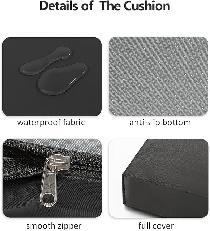 Bench Cushion 32x16x2 inches, Strengthen Waterproof Outdoor Seat Cushions, High-Density Bench Pad, Detachable Cover Cushion for Bench, Outdoor Cushions for Patio Garden Swing Furniture - Black