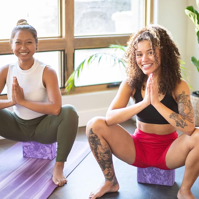 Hugger Mugger 4 in. Foam Yoga Block - Strong and Stable, Beveled Edges for Comfort, Most Favored Block Size, Helps with Alignment and Support in Many Poses